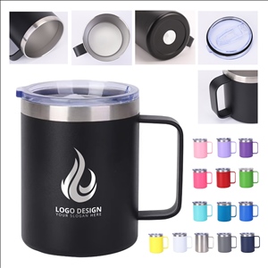 12 oz Insulated Coffee Mug Tumbler with Handle Sliding Lid